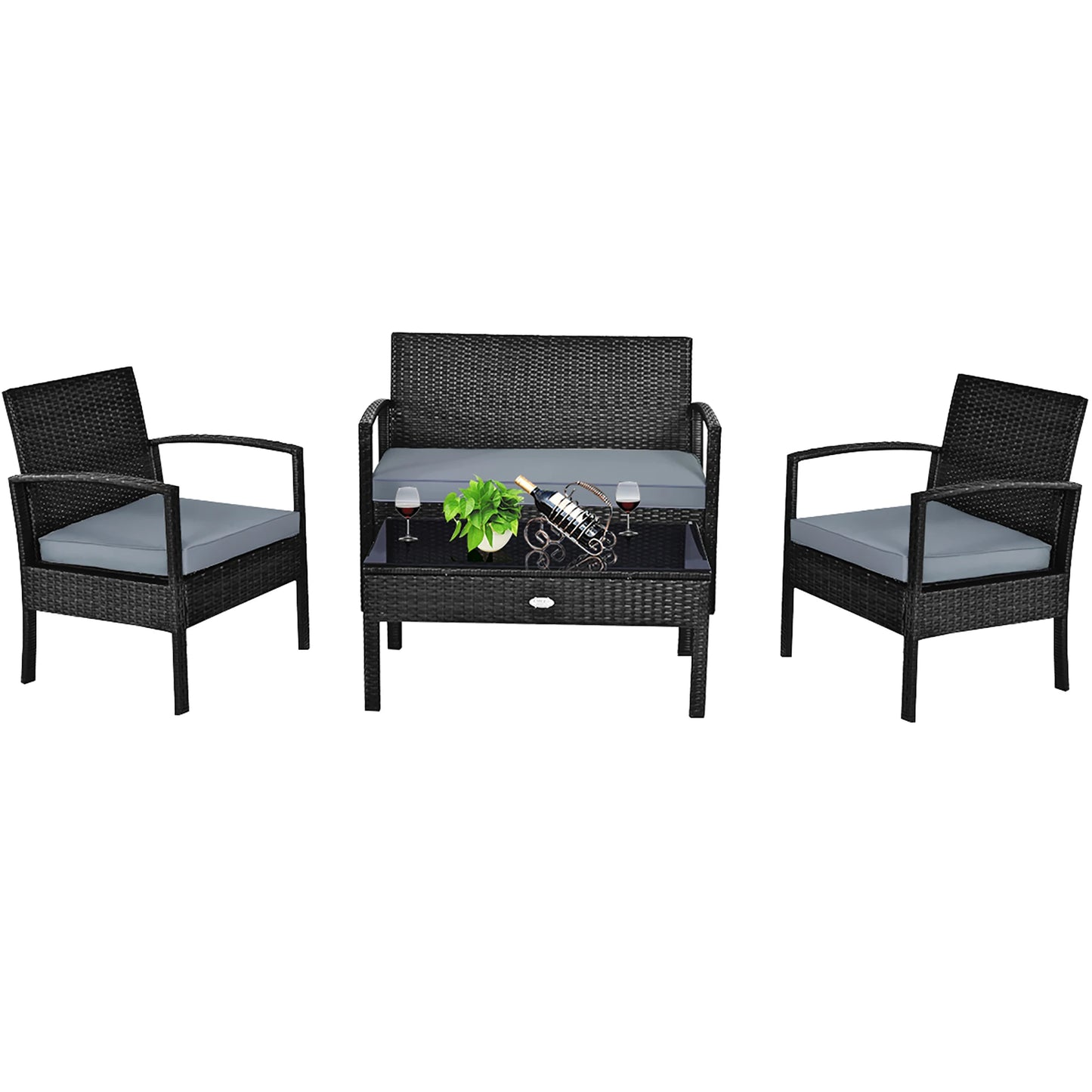 4pcs Outdoor Patio Rattan Wicker Set