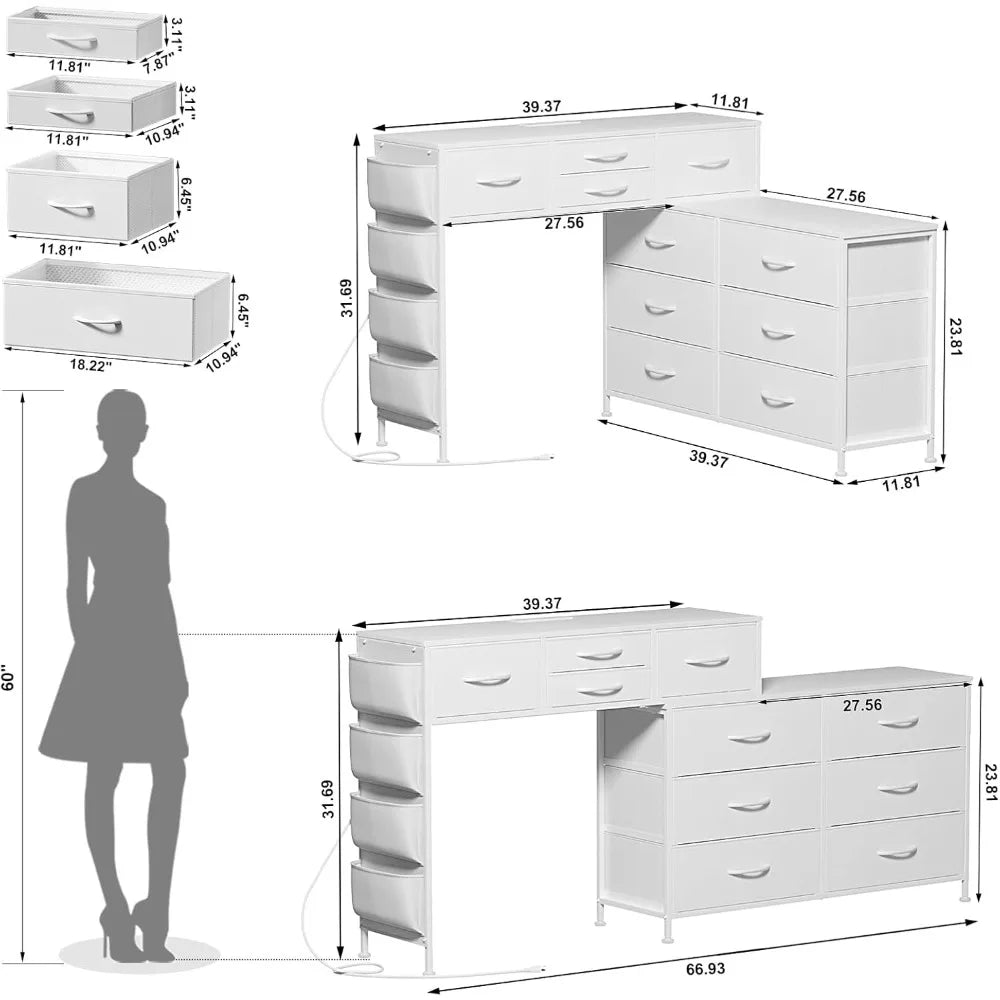 67 Inch Rotatable Dressing Table
