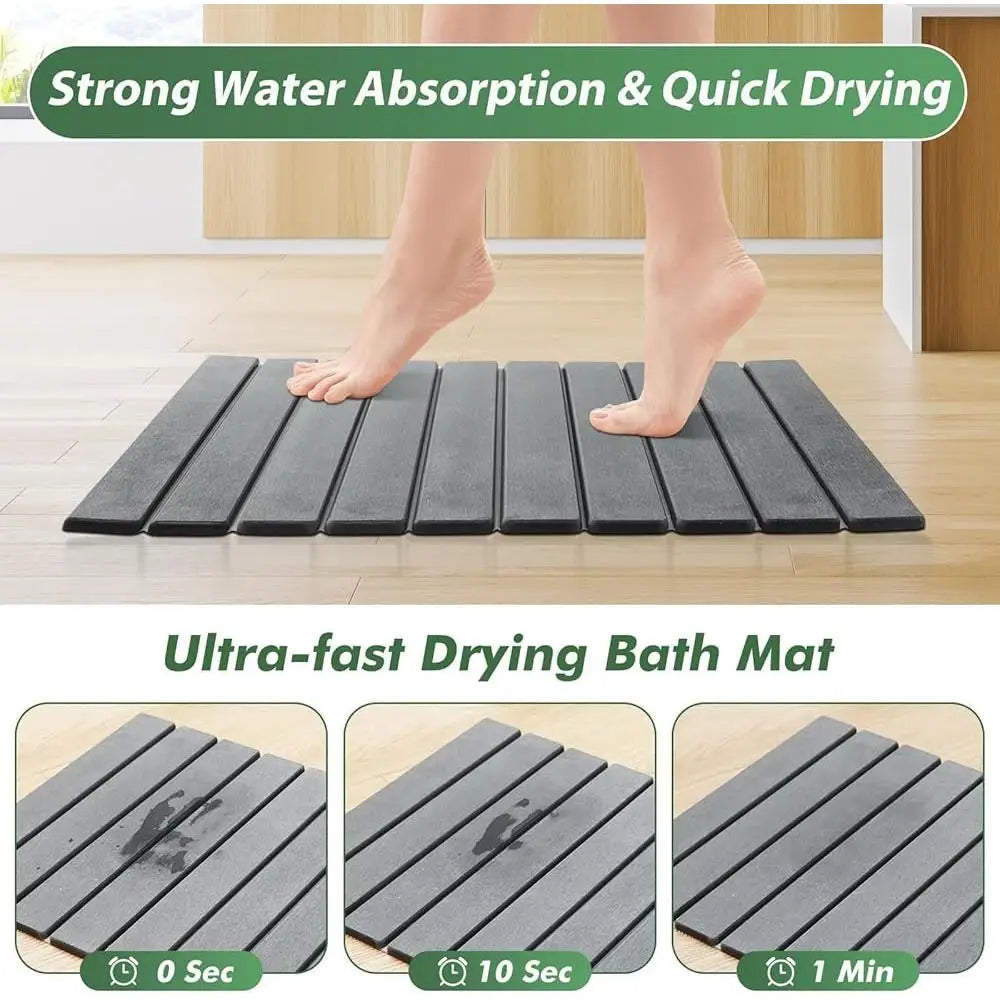 Stone Bath Mat Set Quick Dry Non-Slip