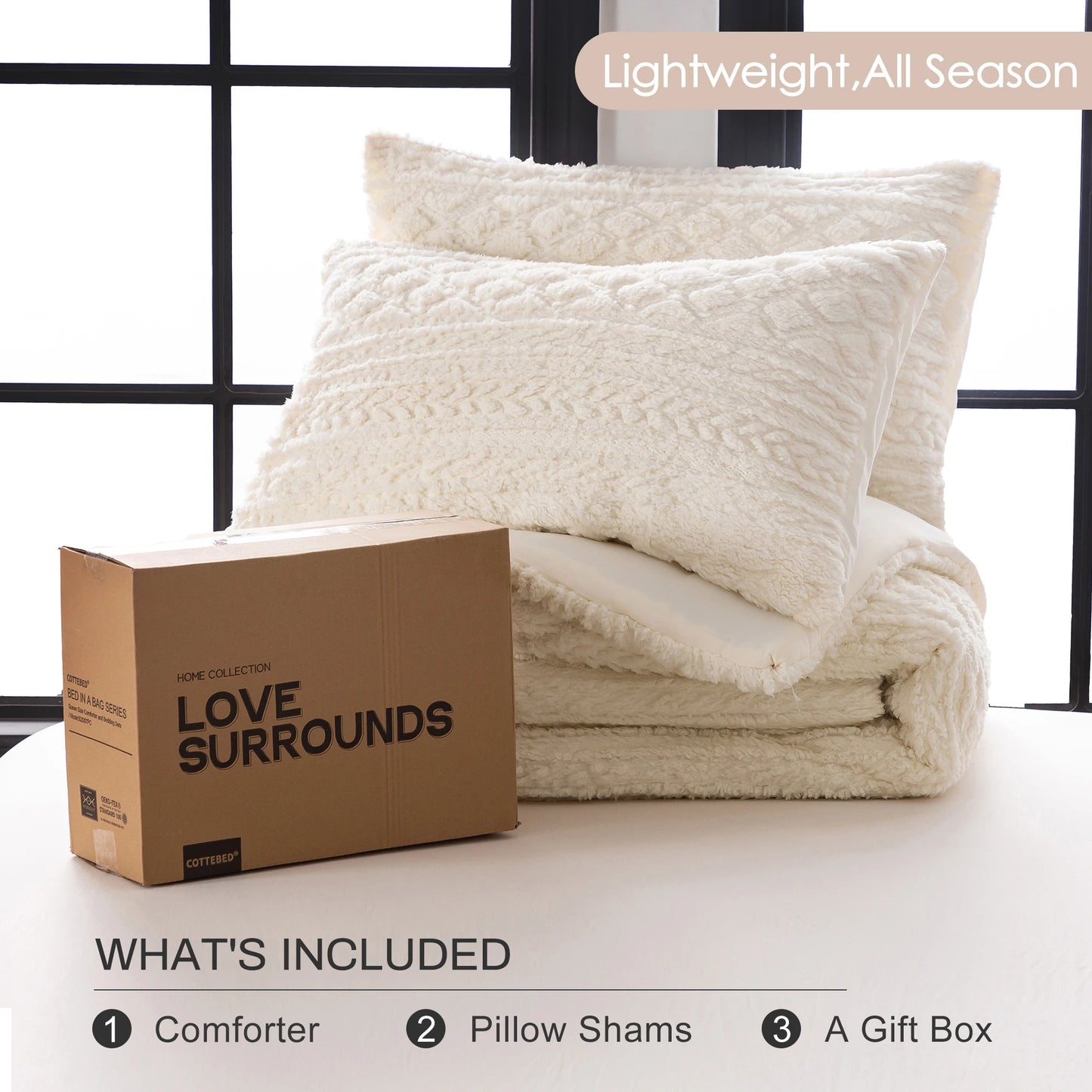 Plush Fleece Sherpa Cotton Fluffy Comforter Set