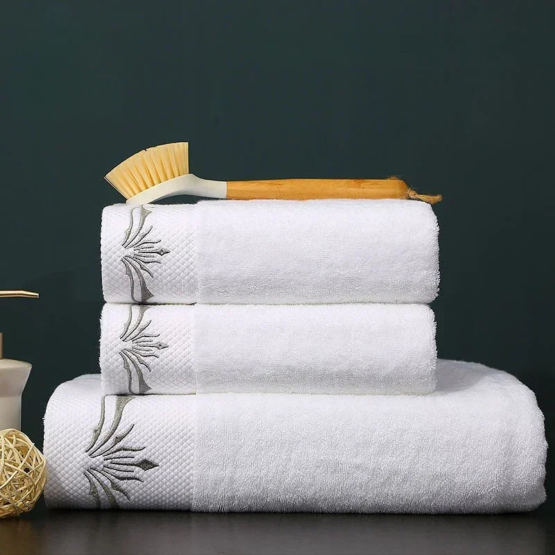 Embroidered Crown White Bath Towels