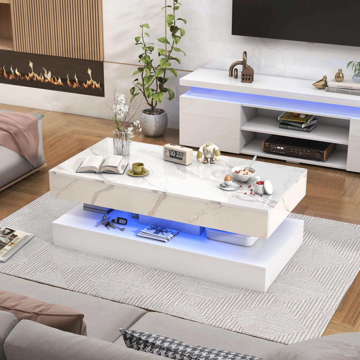 Modern Stylish Coffee Table with LED Lights