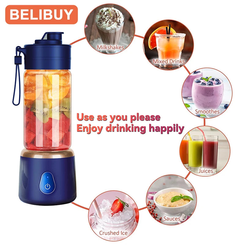 Portable Blender Electric Juicer 600ML Fruit Mixers