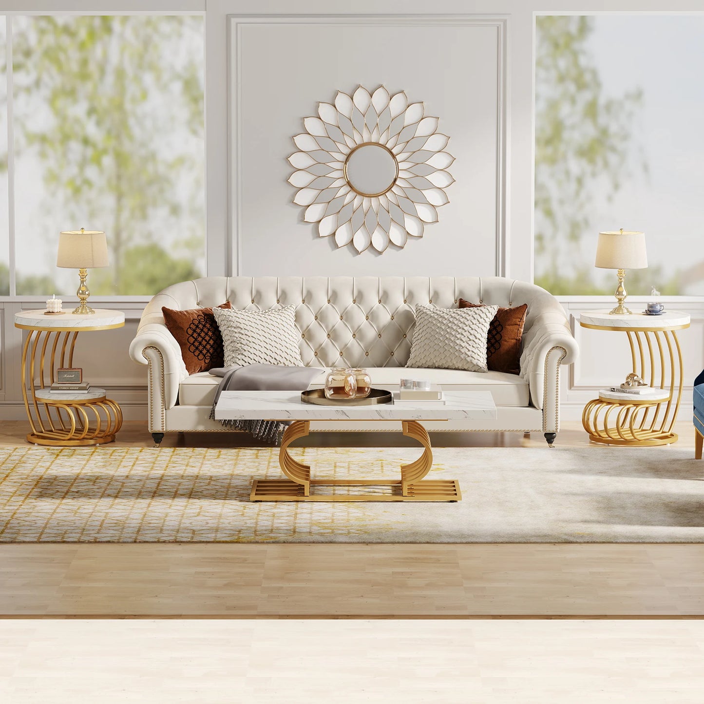 Gold Round End Table