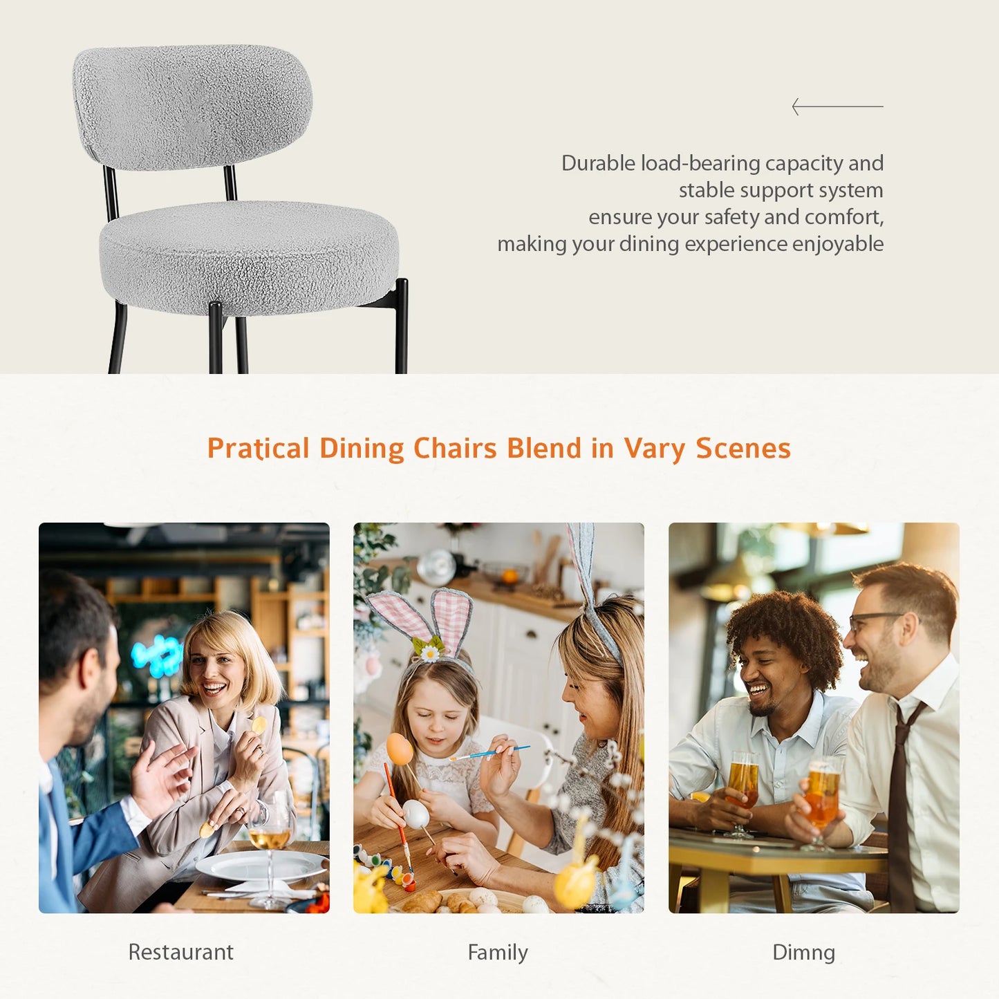 Ergonomic Round Dining Chairs Set Of 2