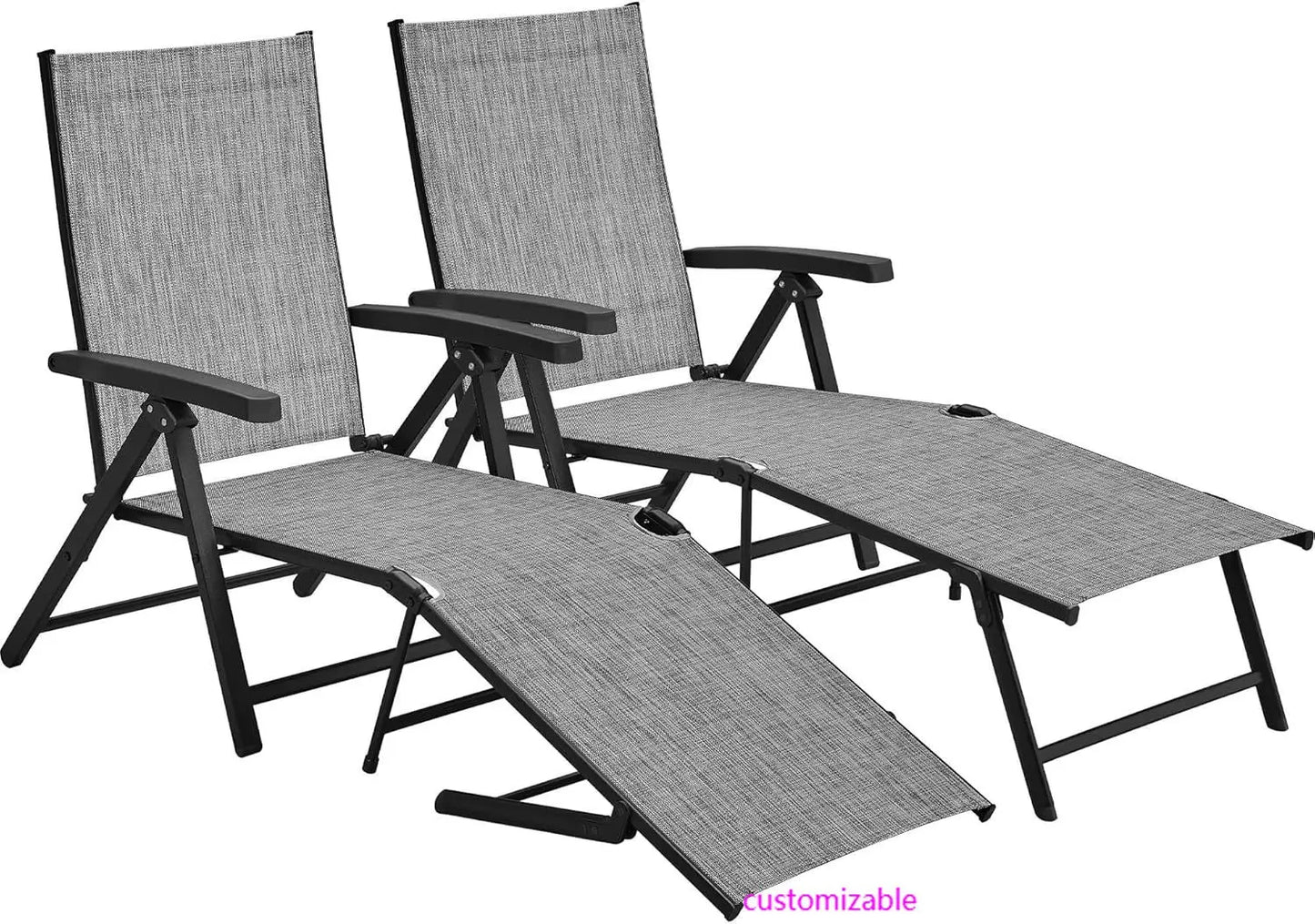Outdoor Folding Chaise Lounge Set of 2