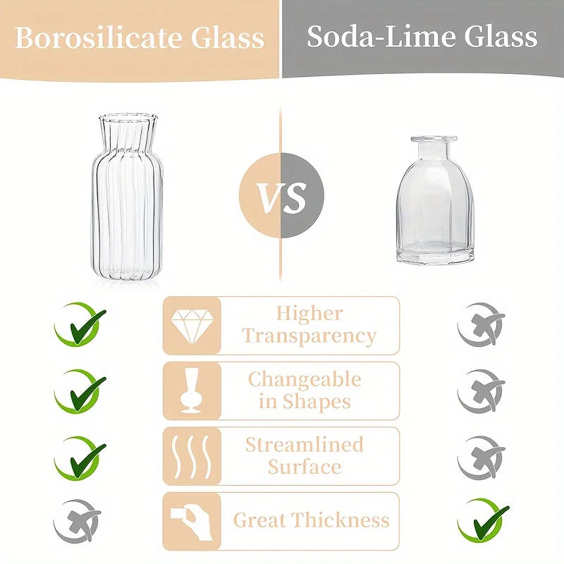 8/16 Pieces Modern Transparent Glass Vase Set