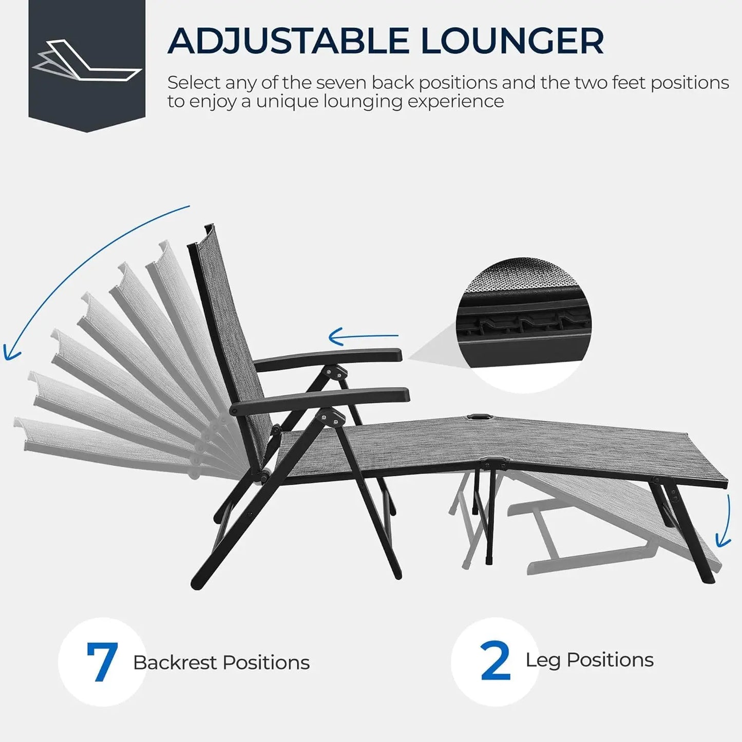 Outdoor Folding Chaise Lounge Set of 2