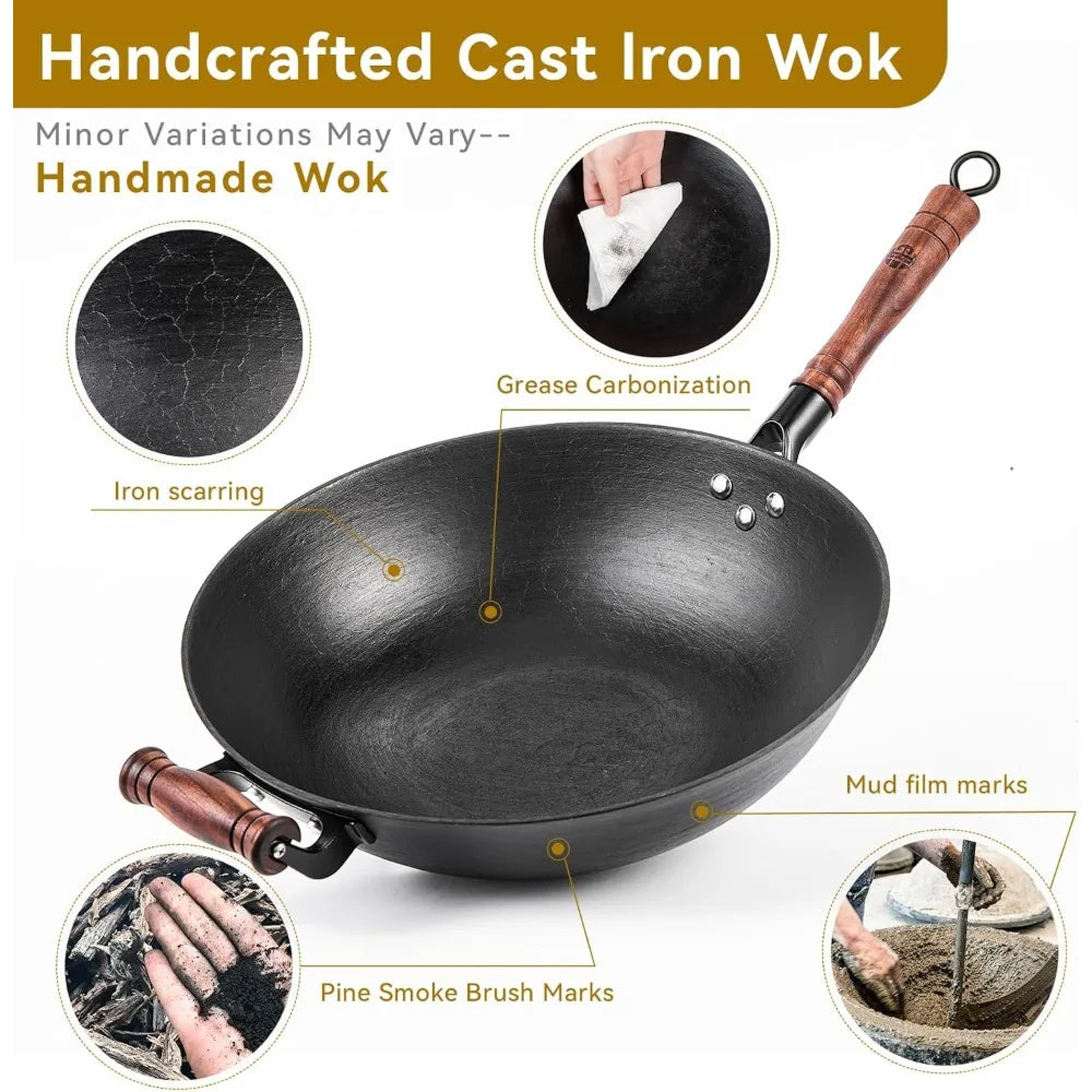 Large Wok Stir Fry Pan Flat Bottom
