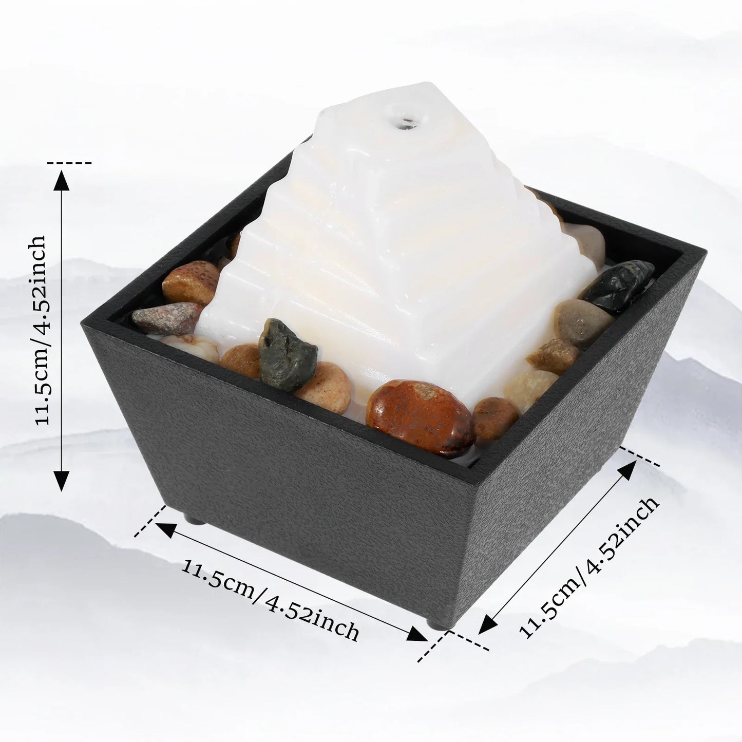 Tabletop Fountain Small Waterfall Fountain Desktop Decor With Light And Pebble USB Powered Sound Relaxation Fountain Ornament