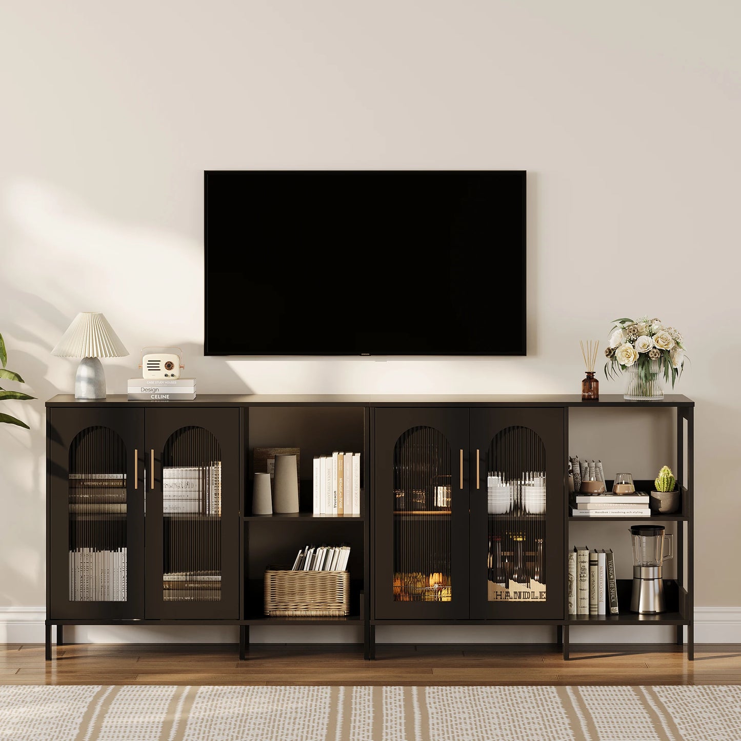 Modern Sideboard Buffet Cabinet with Glass Doors