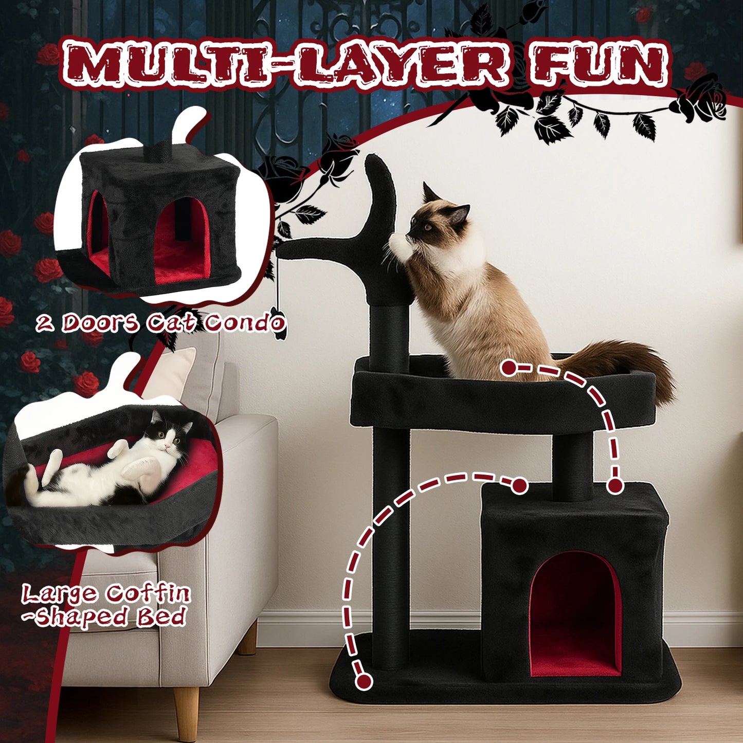 44.5" Heavy Duty Gothic Cat Tree