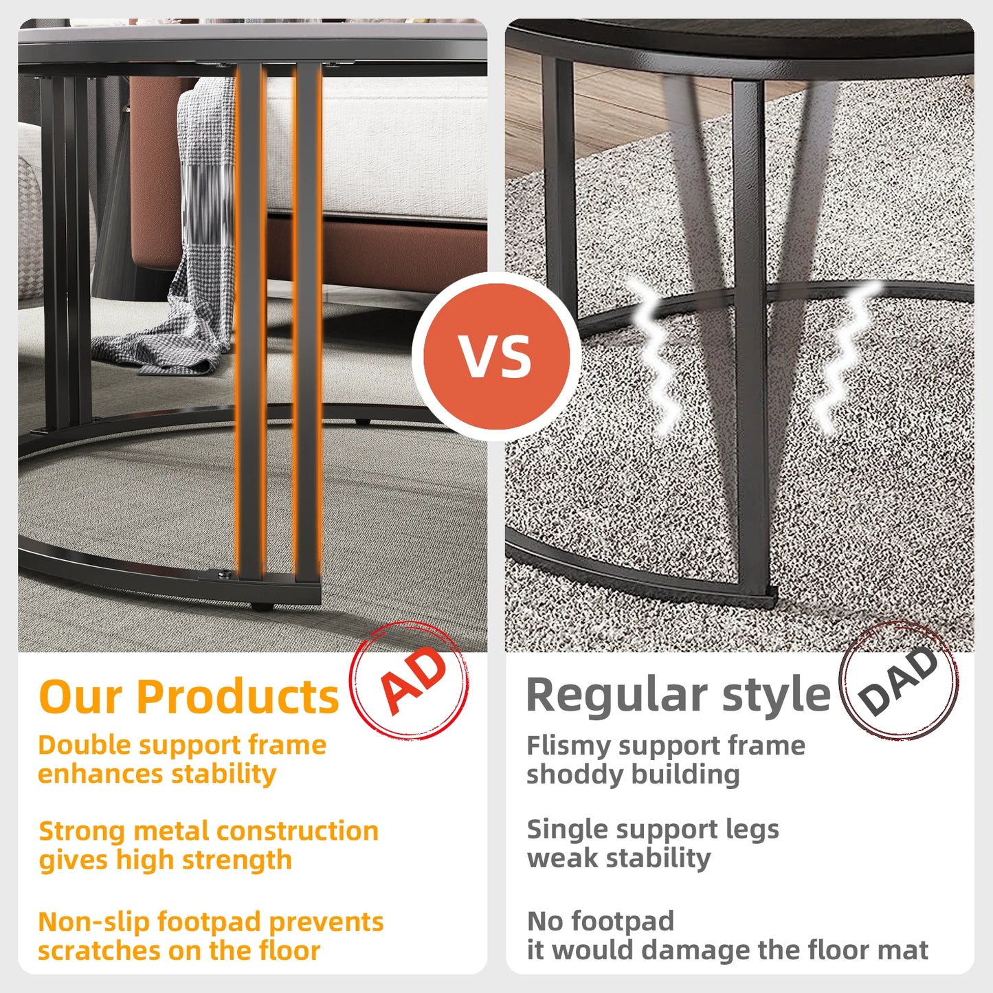 Modern Nesting Coffee Table Set of 2