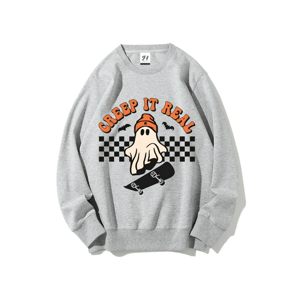 Halloween Creep It Real Sweatshirts Ghost Skateboarding