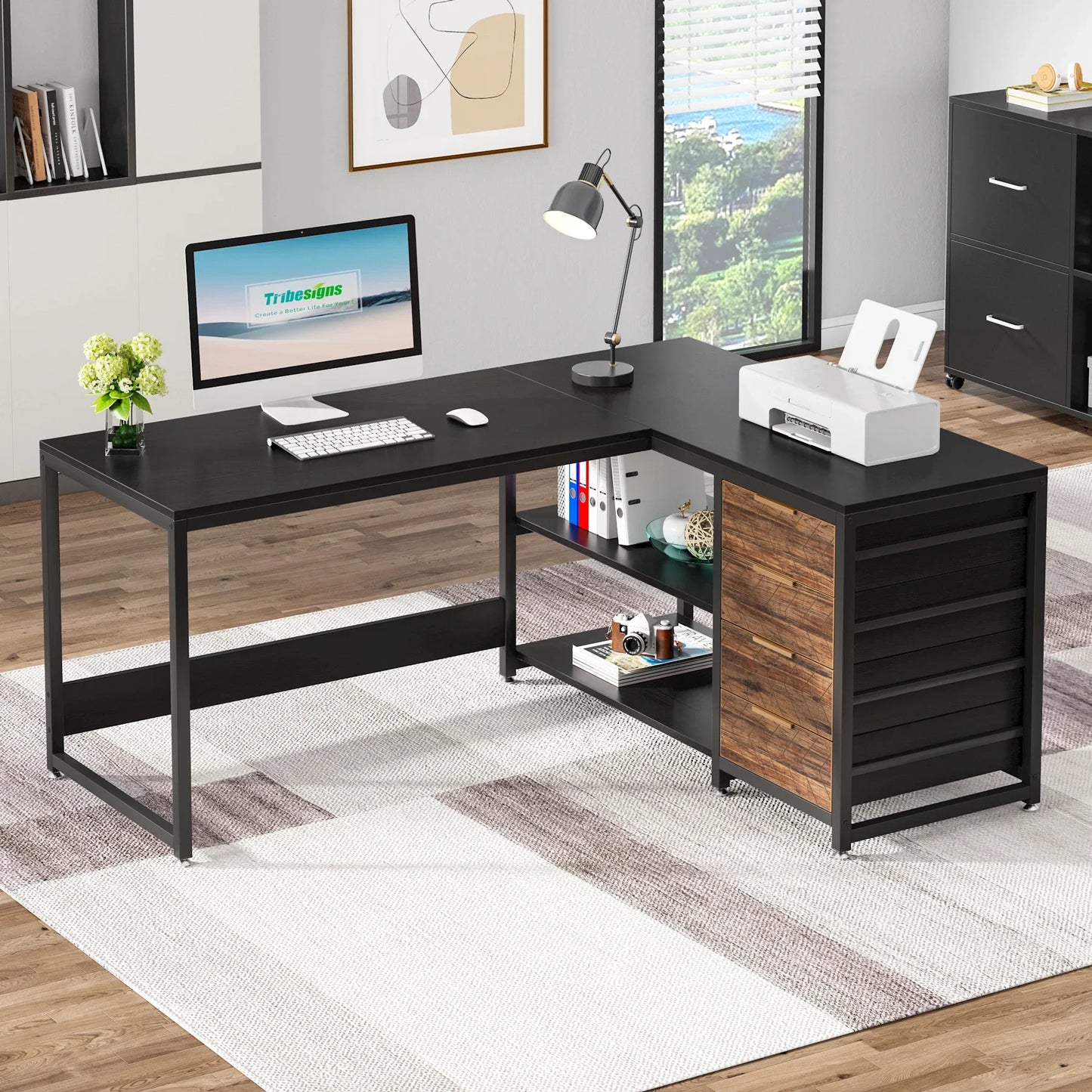 Modern L-Shaped Computer Desk Corner