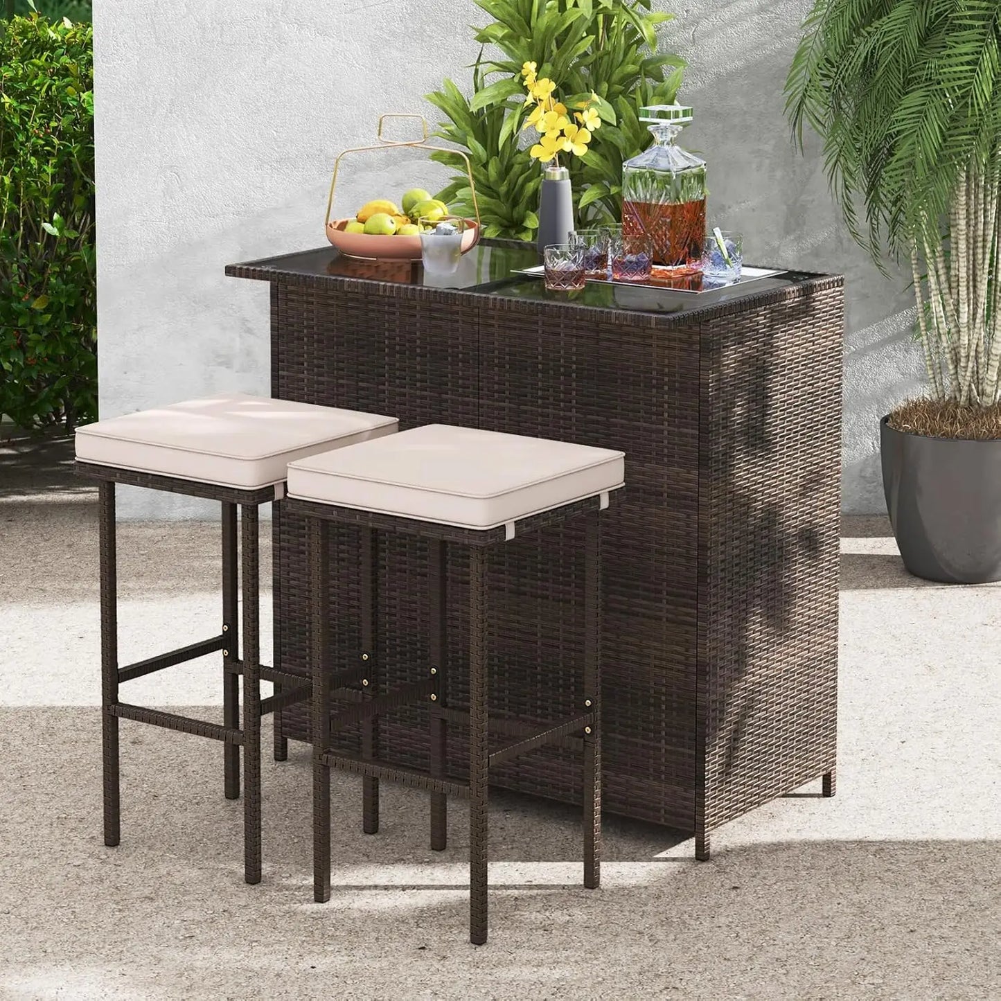 3 Piece Patio Bar Set
