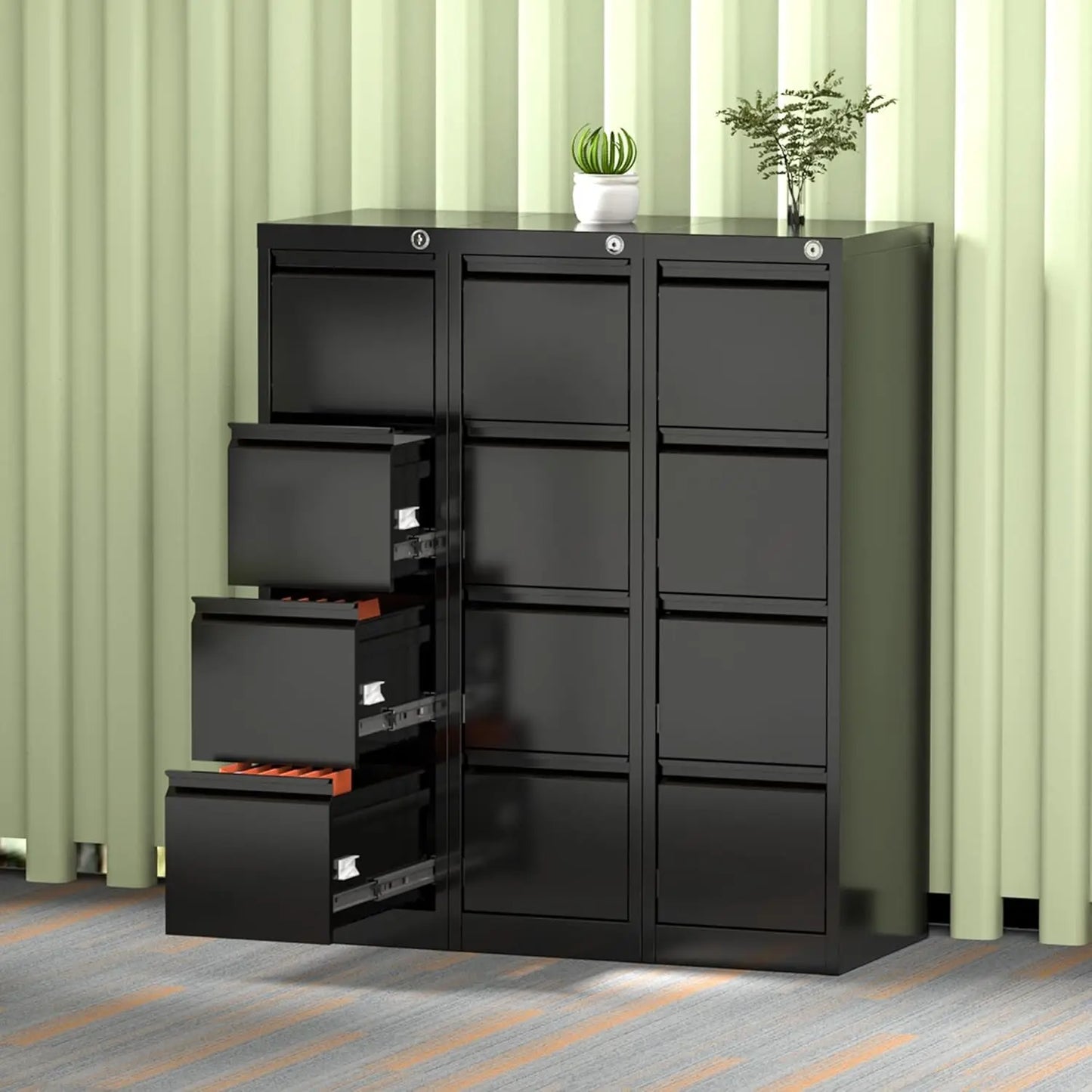 4 Drawer Filing Cabinet, Metal Vertical Cabinet