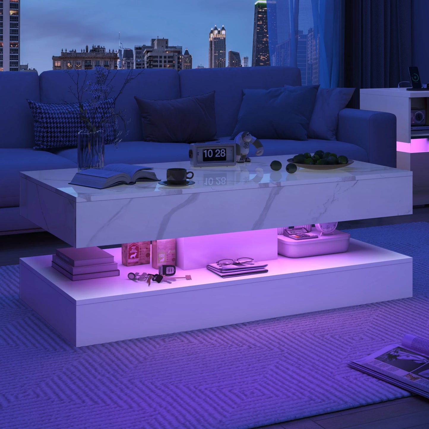 Modern Stylish Coffee Table with LED Lights