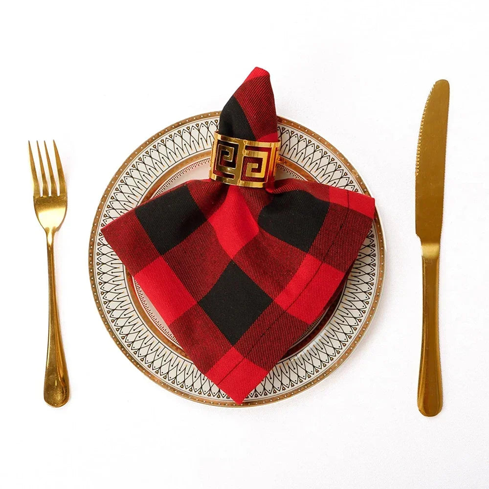 Set of 12 Christmas Plaid Napkins