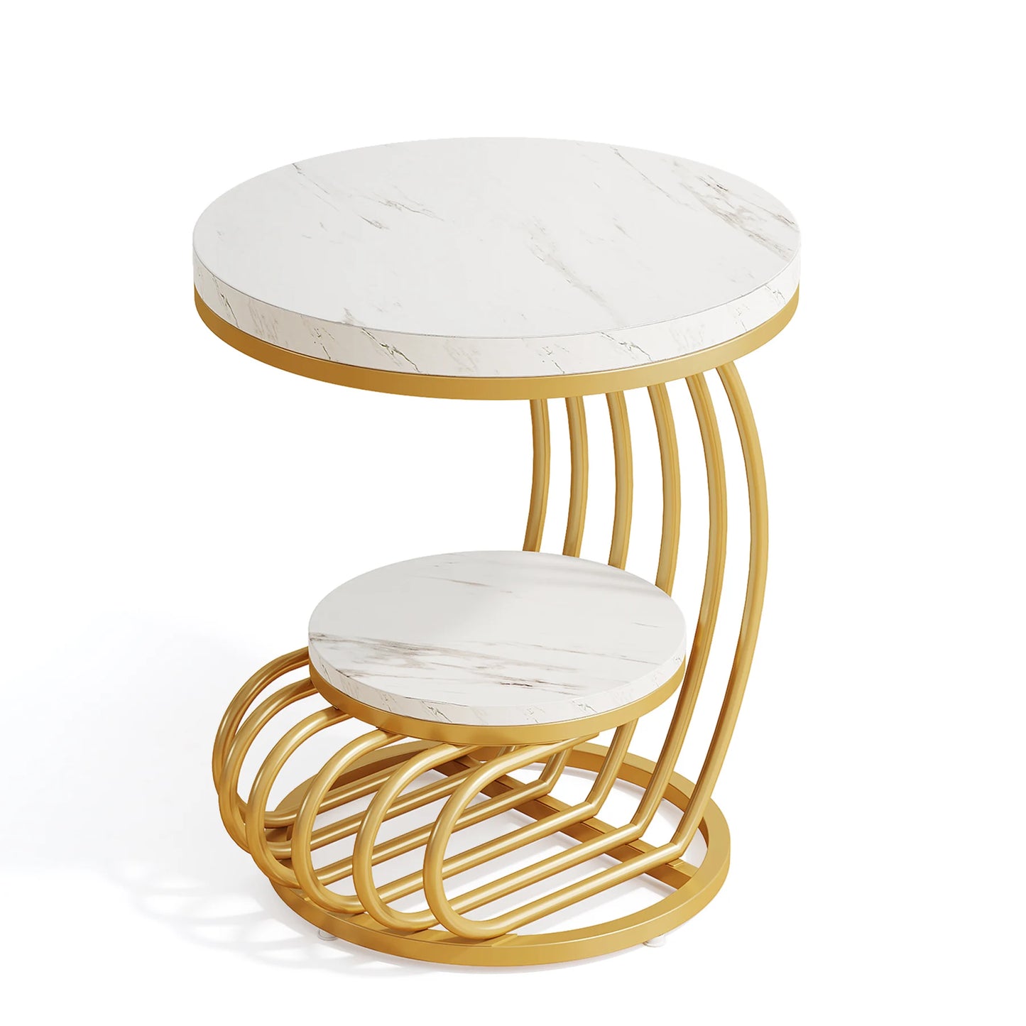 Gold Round End Table