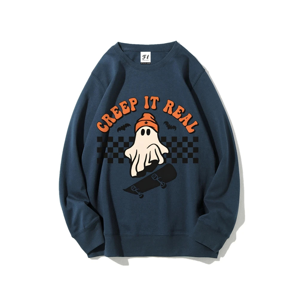 Halloween Creep It Real Sweatshirts Ghost Skateboarding
