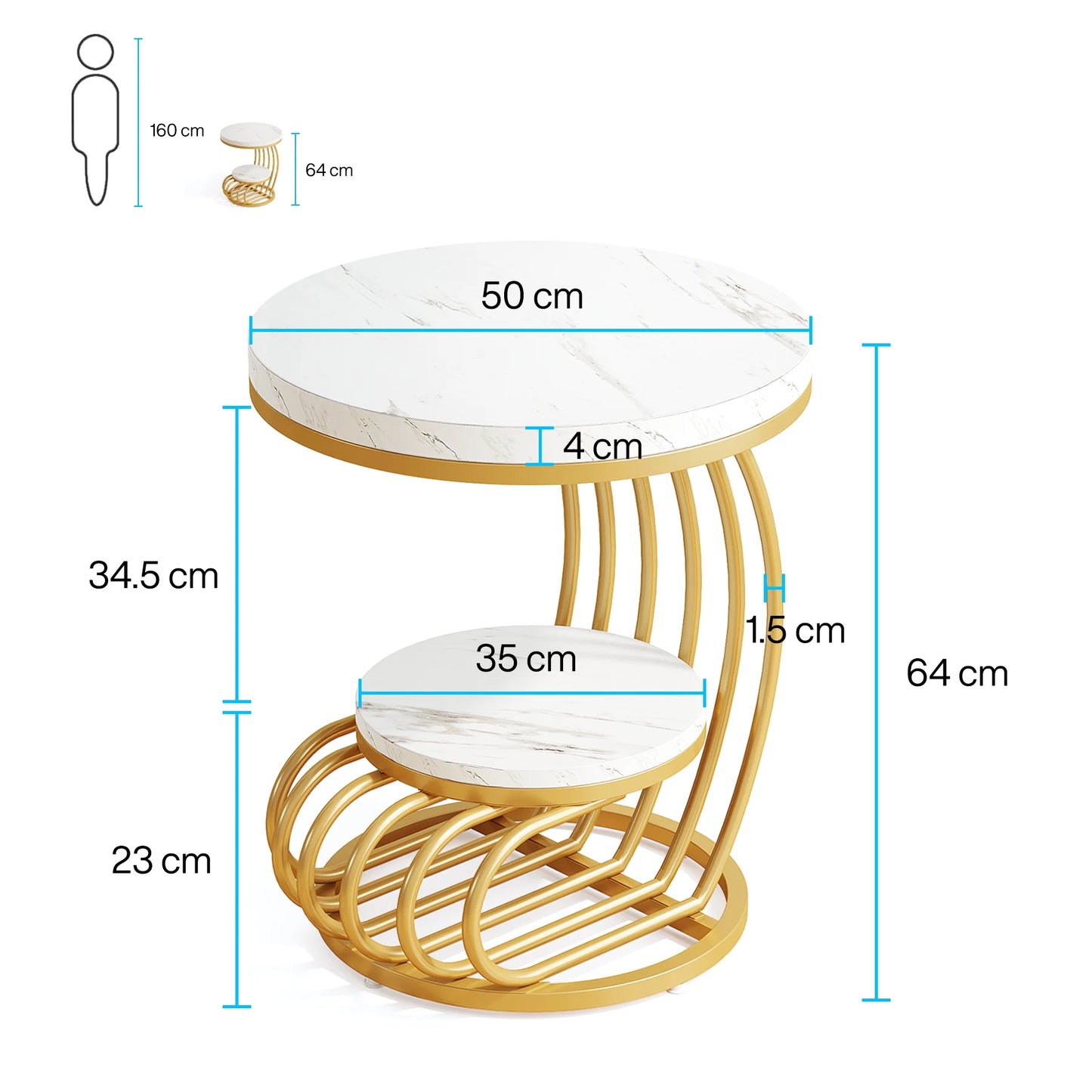 Gold Round End Table