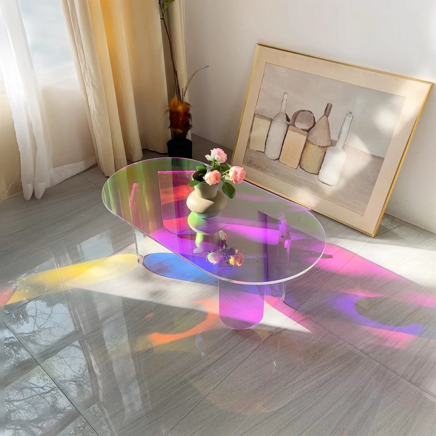 Acrylic Coffee Table, (L) x 19.7 in (W) x 14.2IN (H)