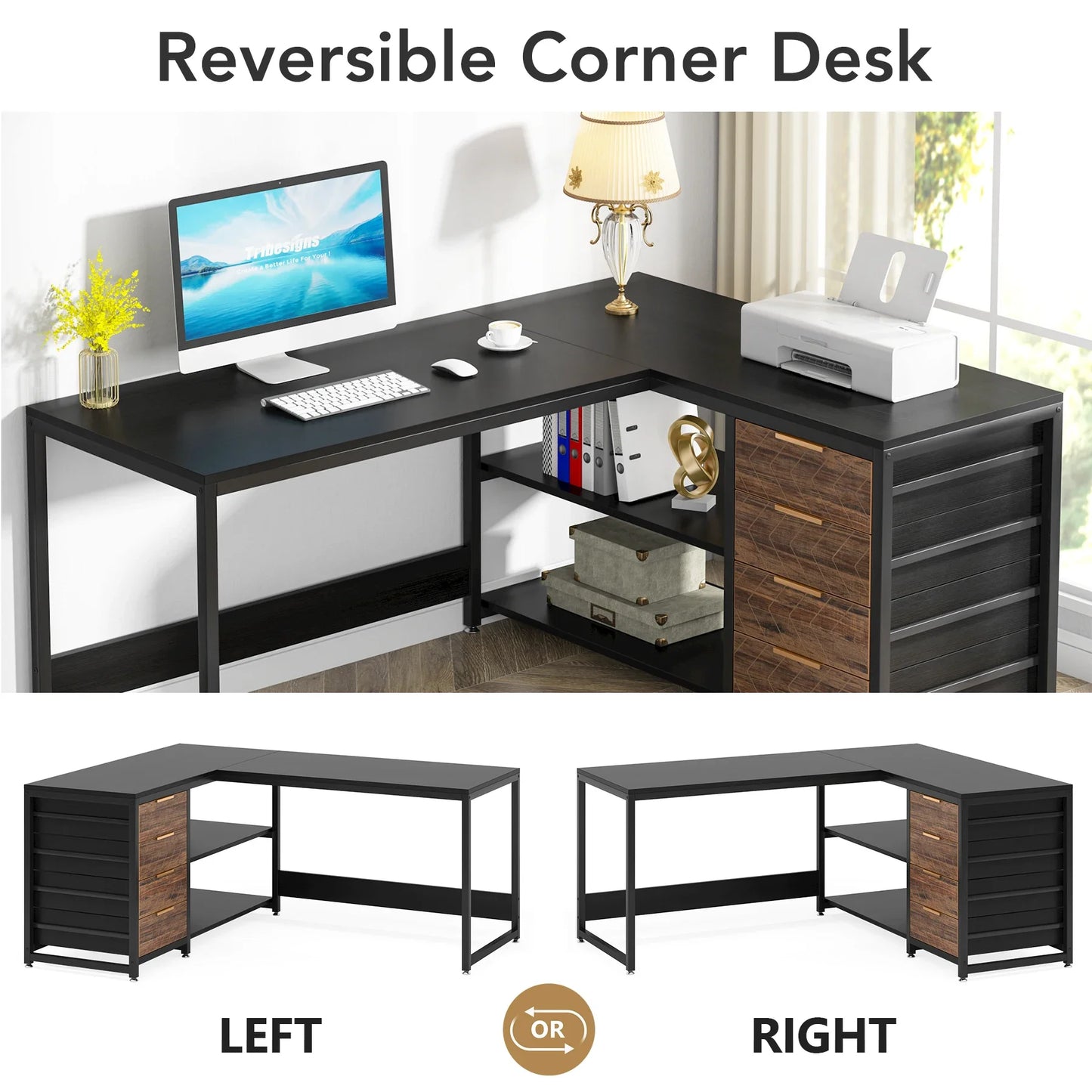Modern L-Shaped Computer Desk Corner