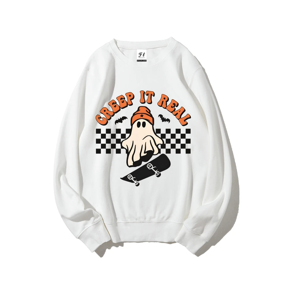 Halloween Creep It Real Sweatshirts Ghost Skateboarding