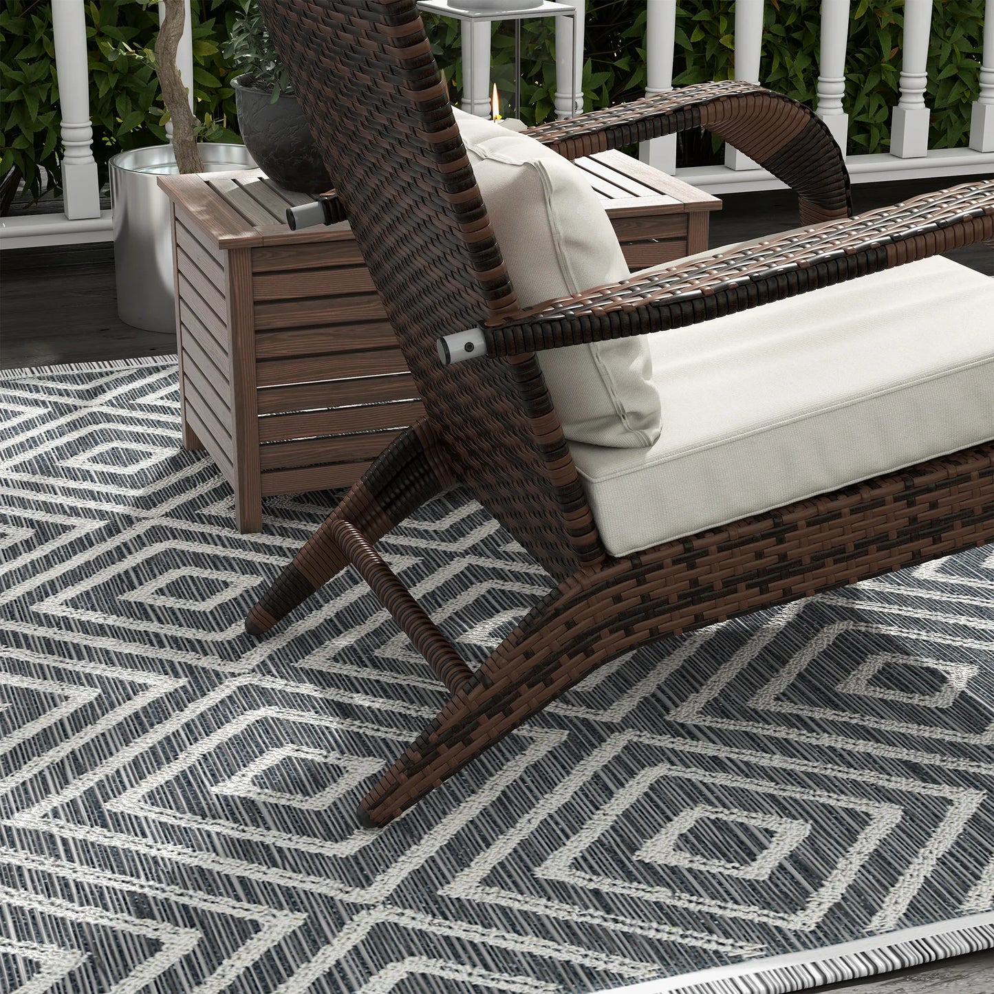Wicker Adirondack Chair W/ Ottoman