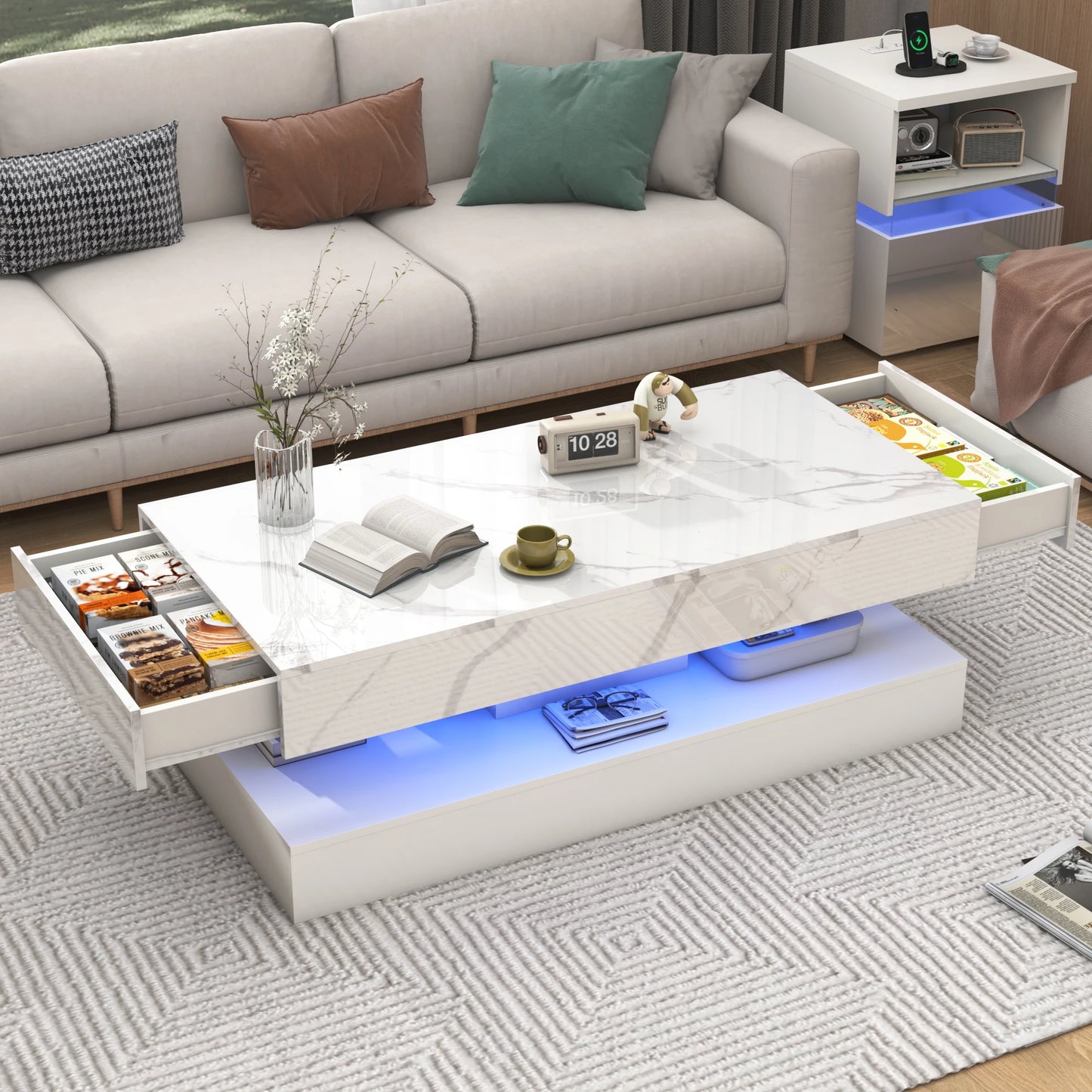 Modern Stylish Coffee Table with LED Lights
