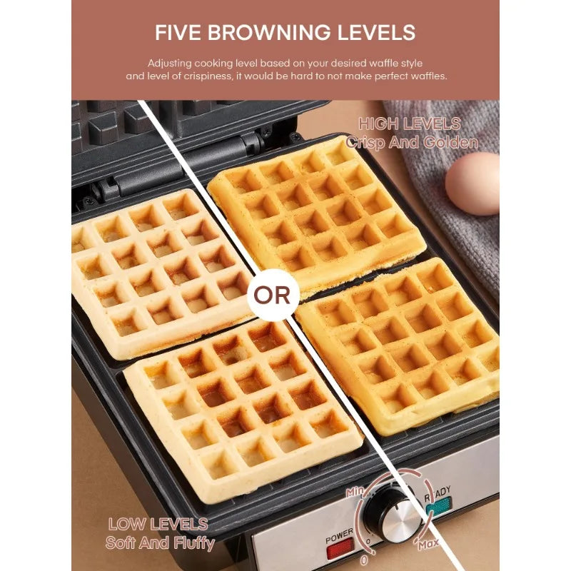 4-Waffle Electric Belgian Waffle Maker