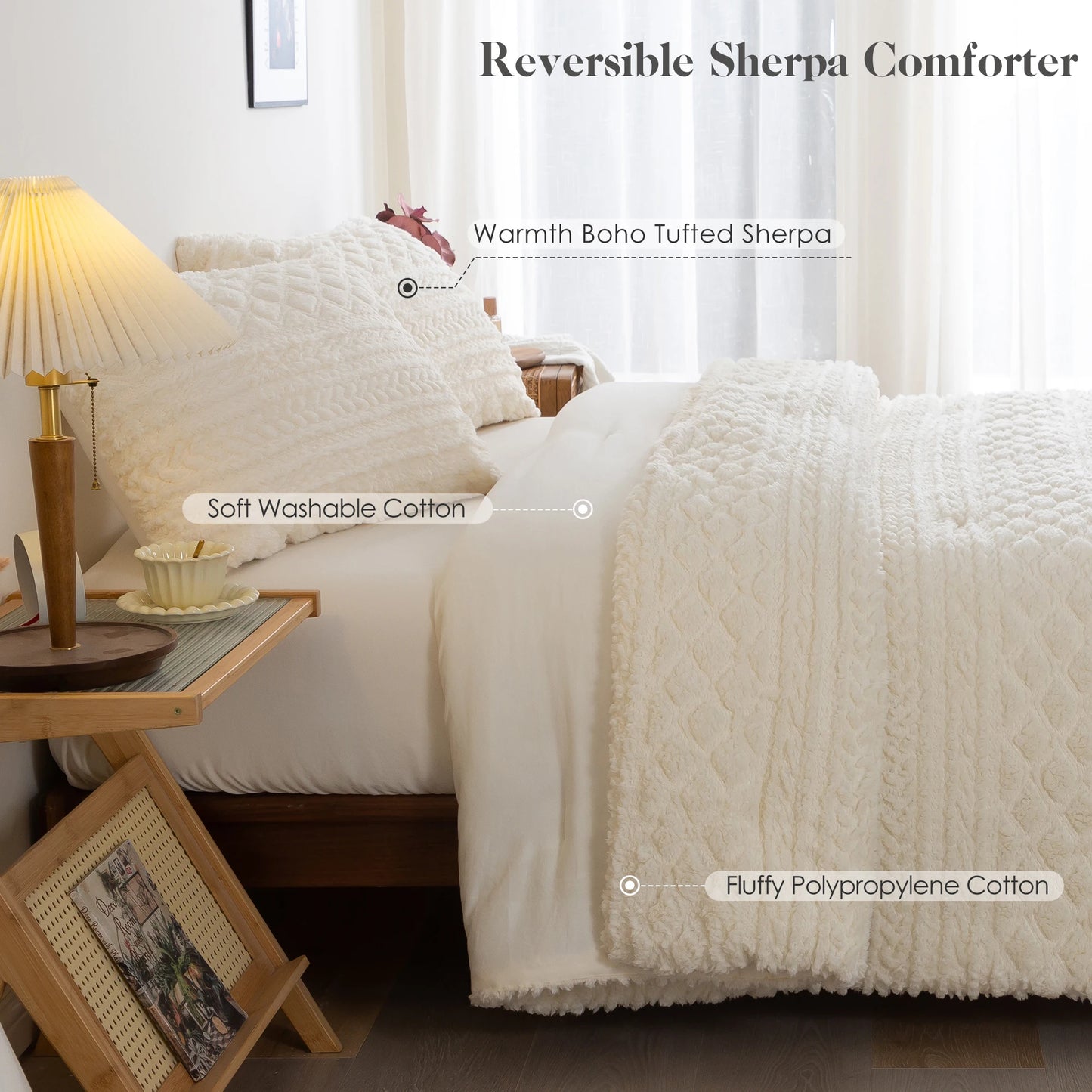 Plush Fleece Sherpa Cotton Fluffy Comforter Set