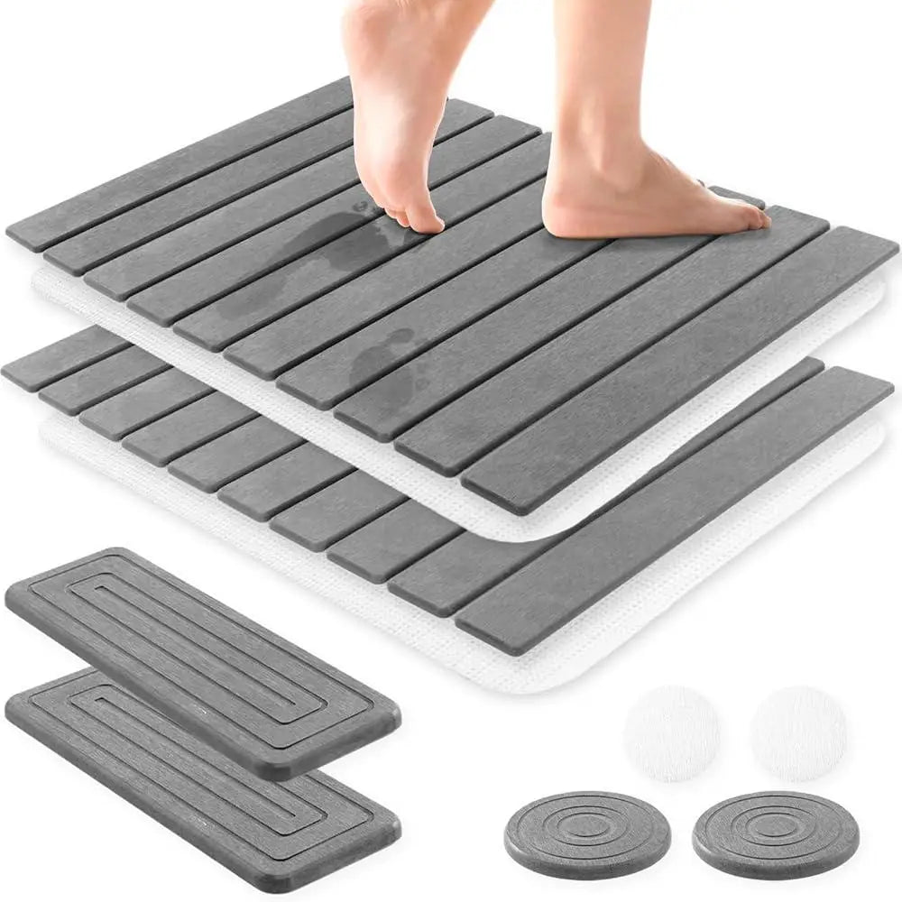 Stone Bath Mat Set Quick Dry Non-Slip