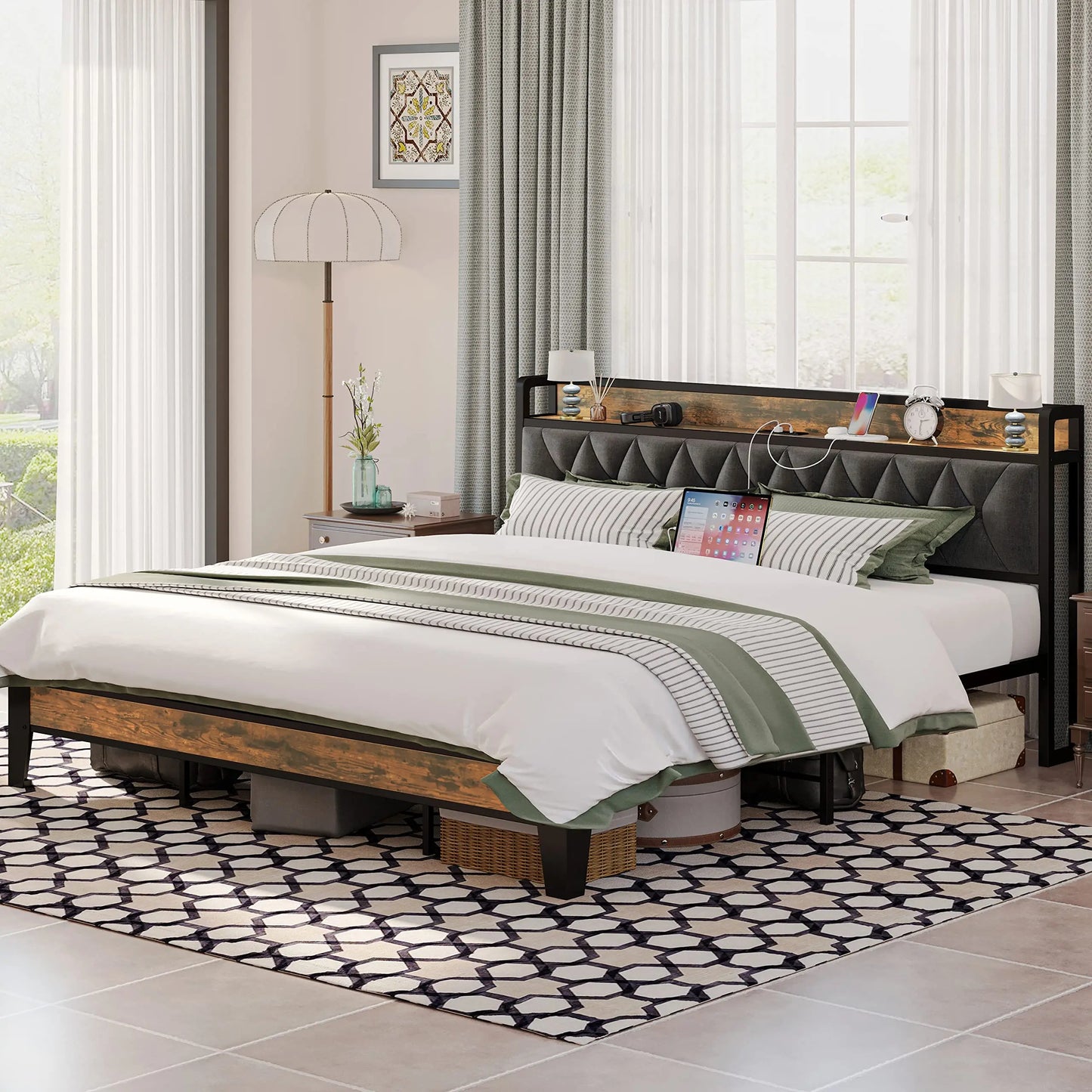 King Bed Frames, Storage Headboard