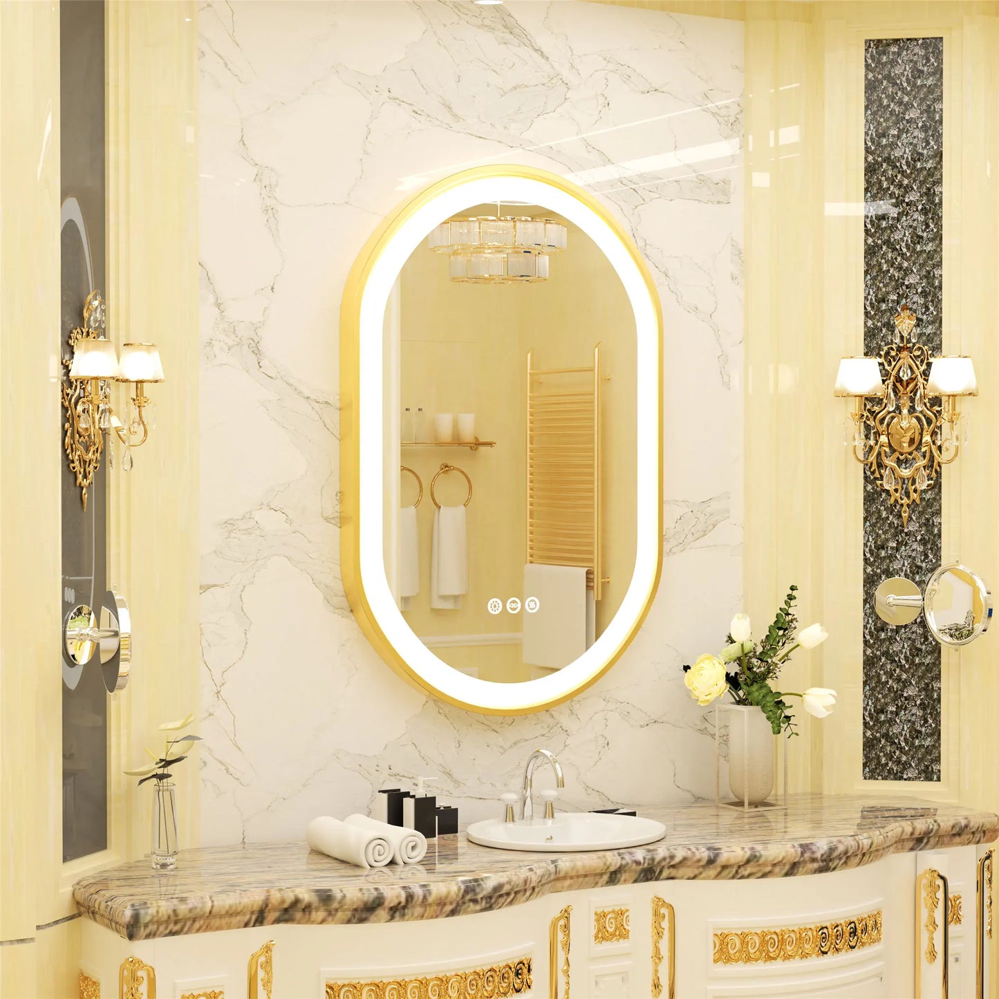 Large LED Oval Bathroom Mirror