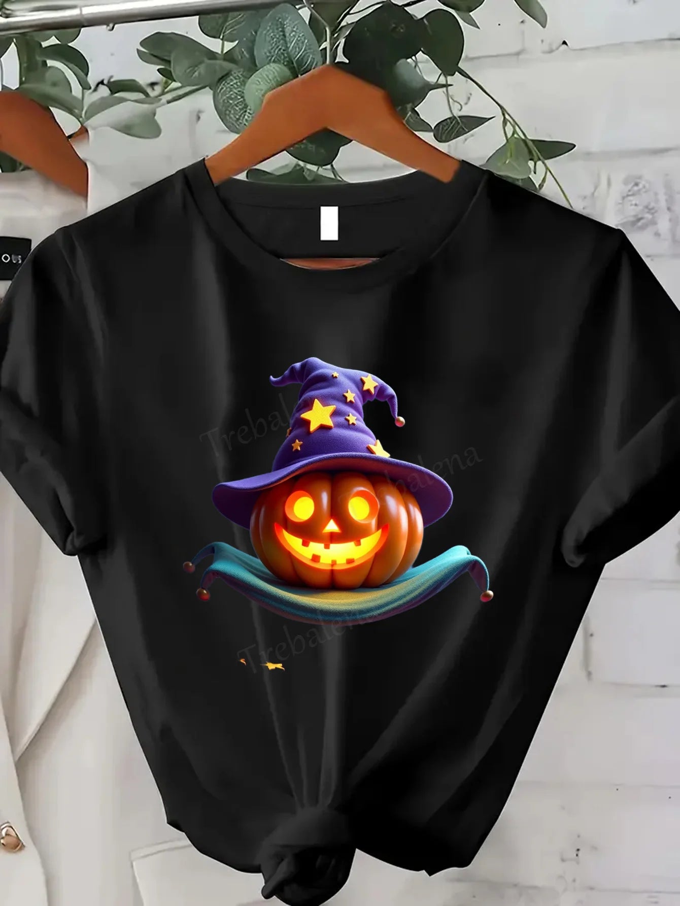 Plus Size Round Neck Halloween T-Shirt Women