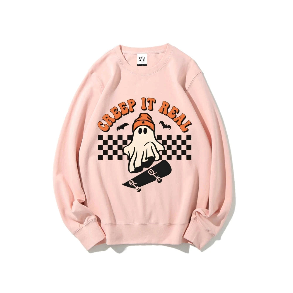 Halloween Creep It Real Sweatshirts Ghost Skateboarding