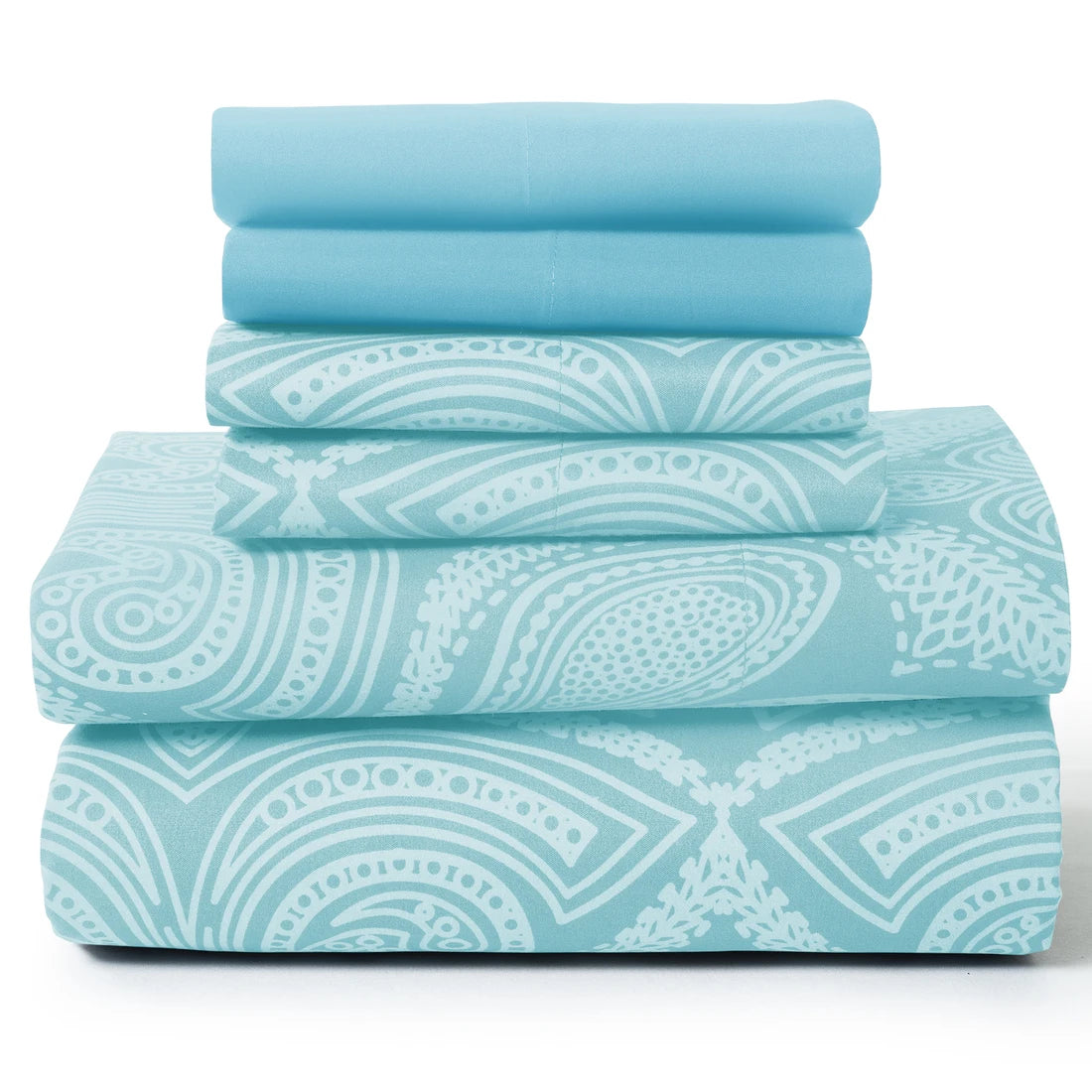 Lux Decor 6Pc Paisley Sheet Set – Soft Microfiber, Wrinkle-Free, Printed Bed Sheets