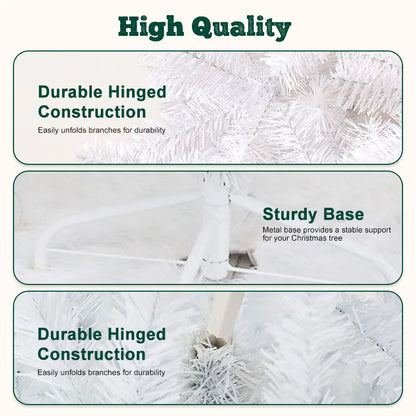 8FT White Christmas Tree with Metal Base