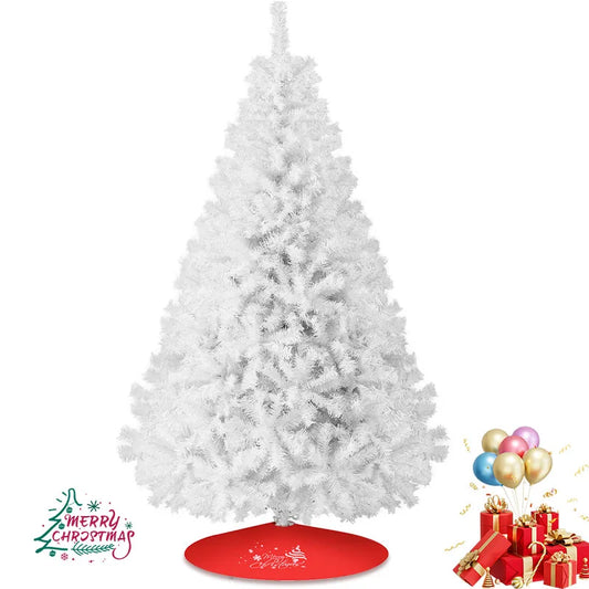 8FT White Christmas Tree with Metal Base