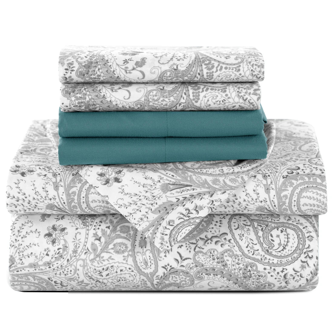 Lux Decor 6Pc Paisley Sheet Set – Soft Microfiber, Wrinkle-Free, Printed Bed Sheets