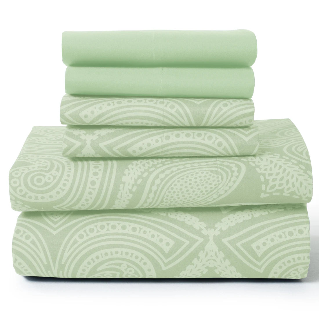 Lux Decor 6Pc Paisley Sheet Set – Soft Microfiber, Wrinkle-Free, Printed Bed Sheets