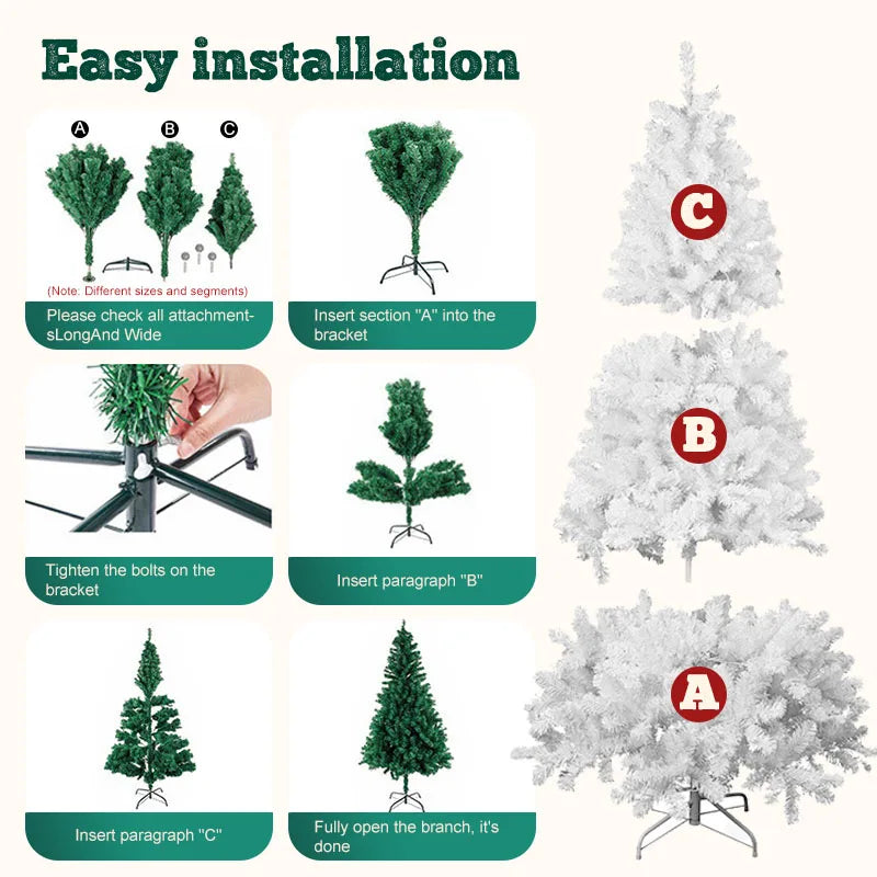 8FT White Christmas Tree with Metal Base