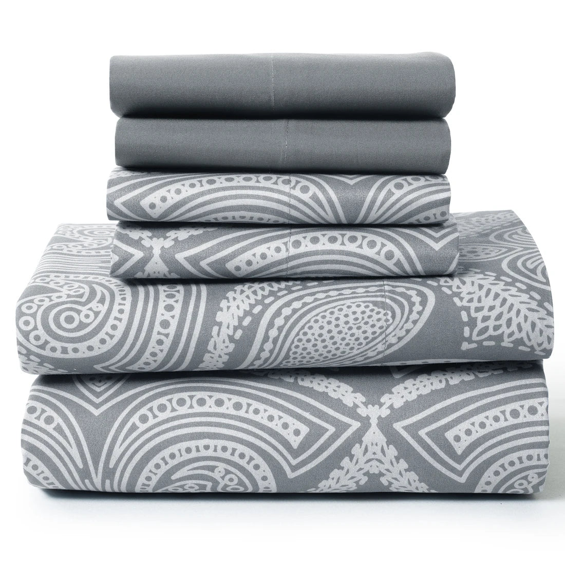 Lux Decor 6Pc Paisley Sheet Set – Soft Microfiber, Wrinkle-Free, Printed Bed Sheets