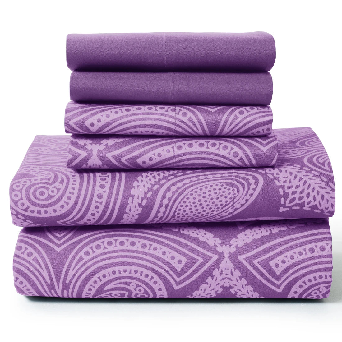 Lux Decor 6Pc Paisley Sheet Set – Soft Microfiber, Wrinkle-Free, Printed Bed Sheets
