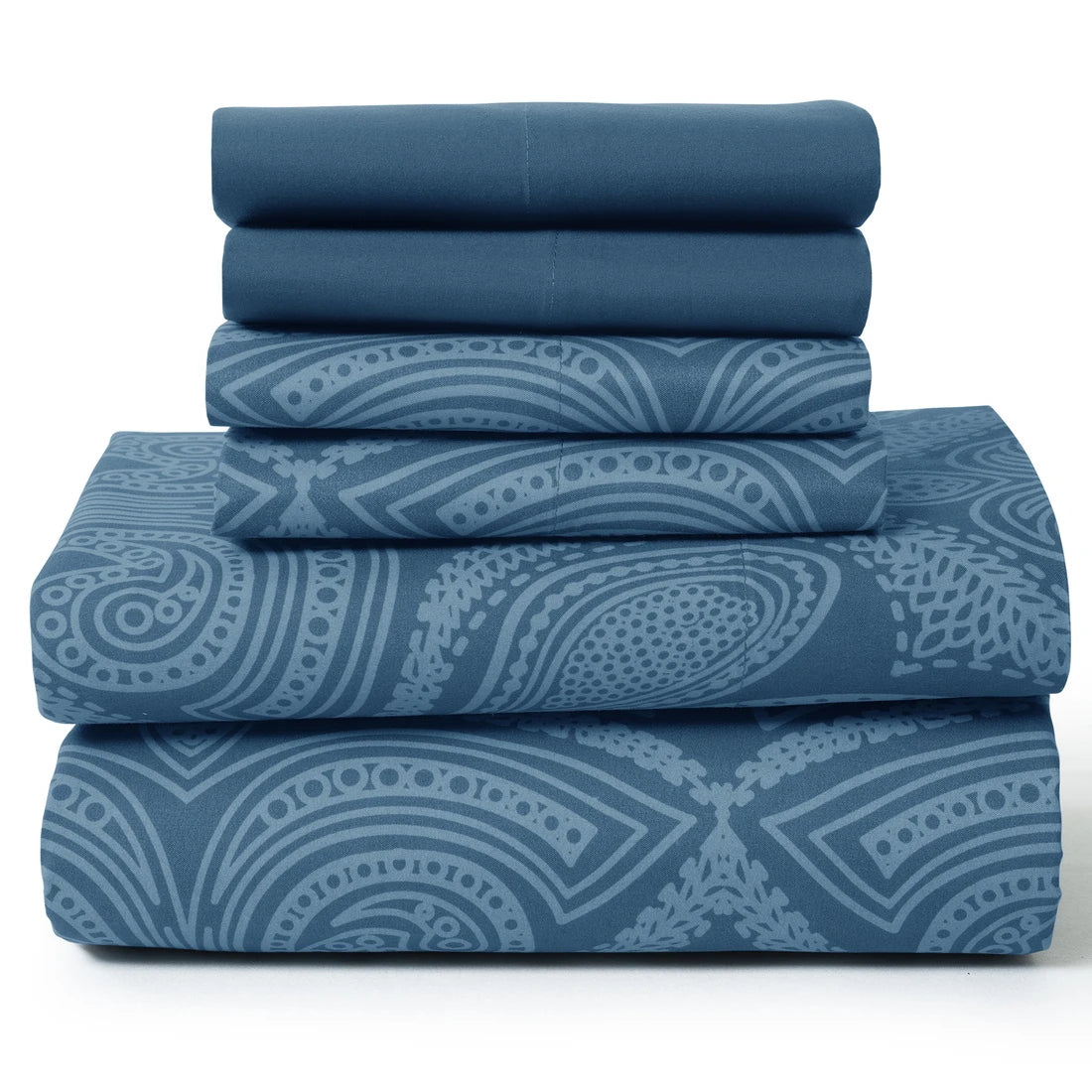 Lux Decor 6Pc Paisley Sheet Set – Soft Microfiber, Wrinkle-Free, Printed Bed Sheets