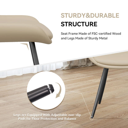 Upholstered Dining Chairs Set of 2 Modern Faux Leather Dining Room Chairs with Thick Cushion and Metal Legs