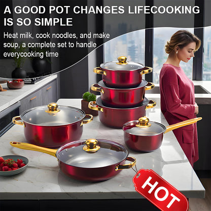 12-Piece ,Stainless Steel, Non-Stick, Kitchen Cookware