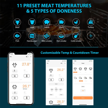 Digital Meat Thermometer With 2 External Probes